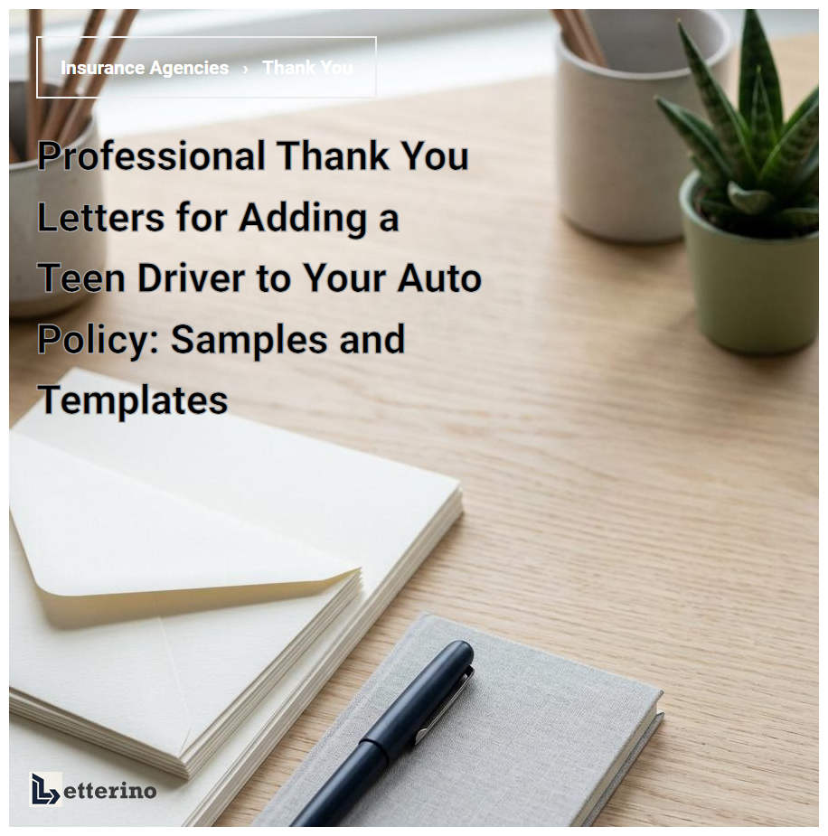 Professional Thank You Letters for Adding a Teen Driver to Your Auto Policy: Samples and Templates
