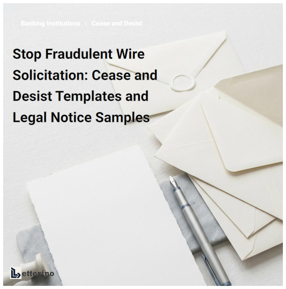 Stop Fraudulent Wire Solicitation: Cease and Desist Templates and Legal Notice Samples