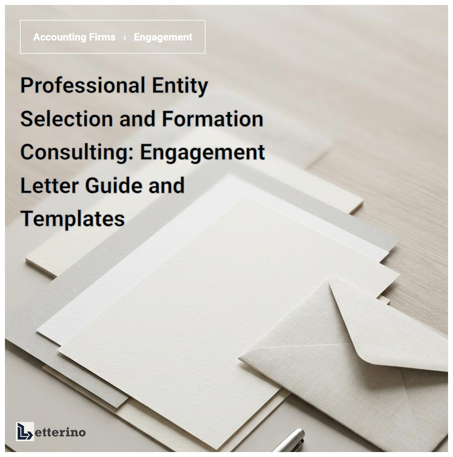 Professional Entity Selection and Formation Consulting: Engagement Letter Guide and Templates