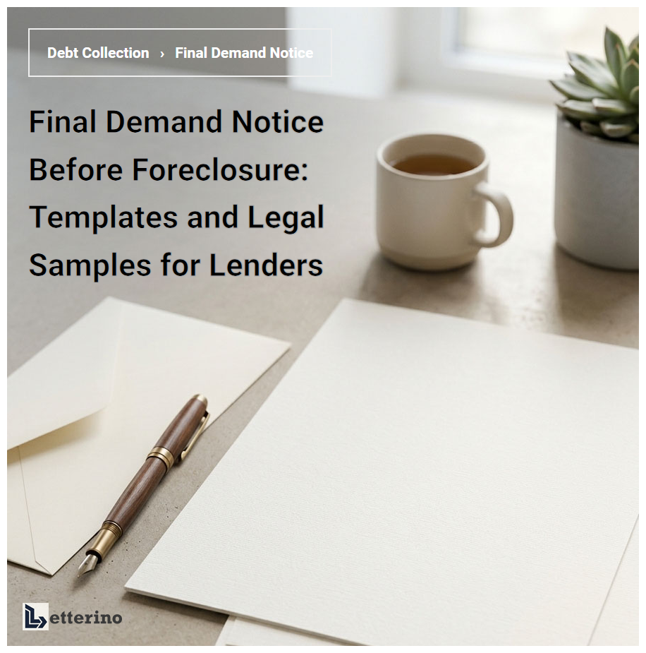 Final Demand Notice Before Foreclosure: Templates and Legal Samples for Lenders