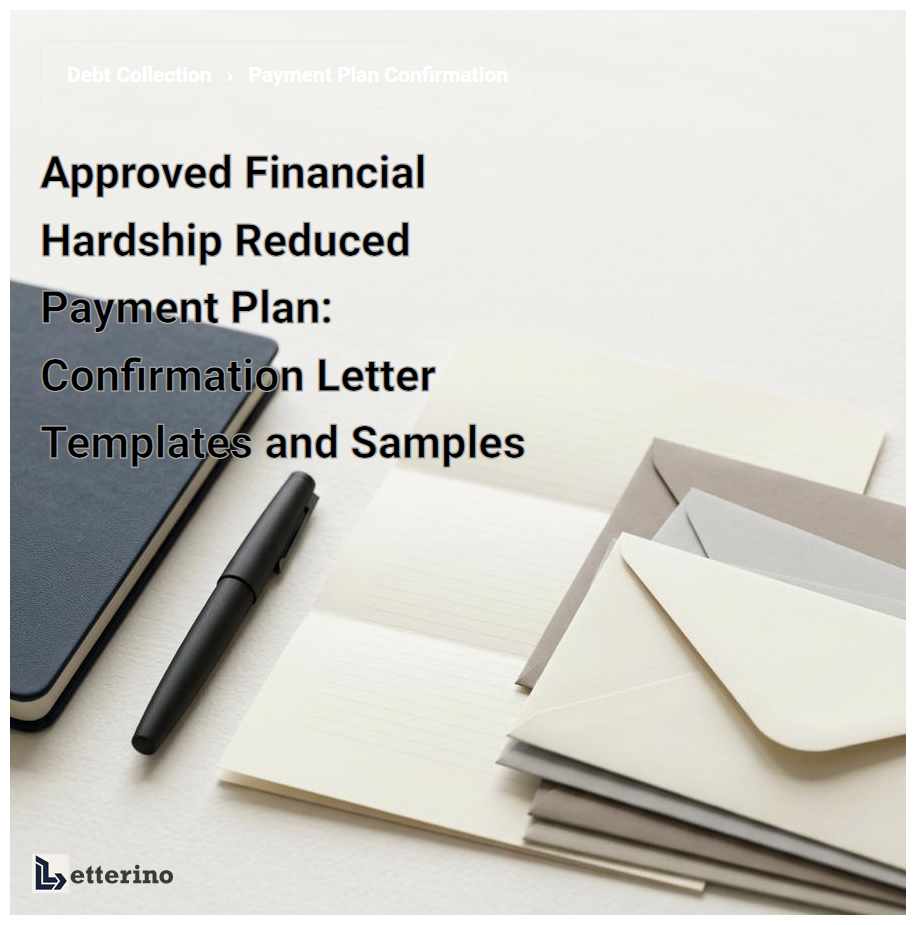 Approved Financial Hardship Reduced Payment Plan: Confirmation Letter Templates and Samples