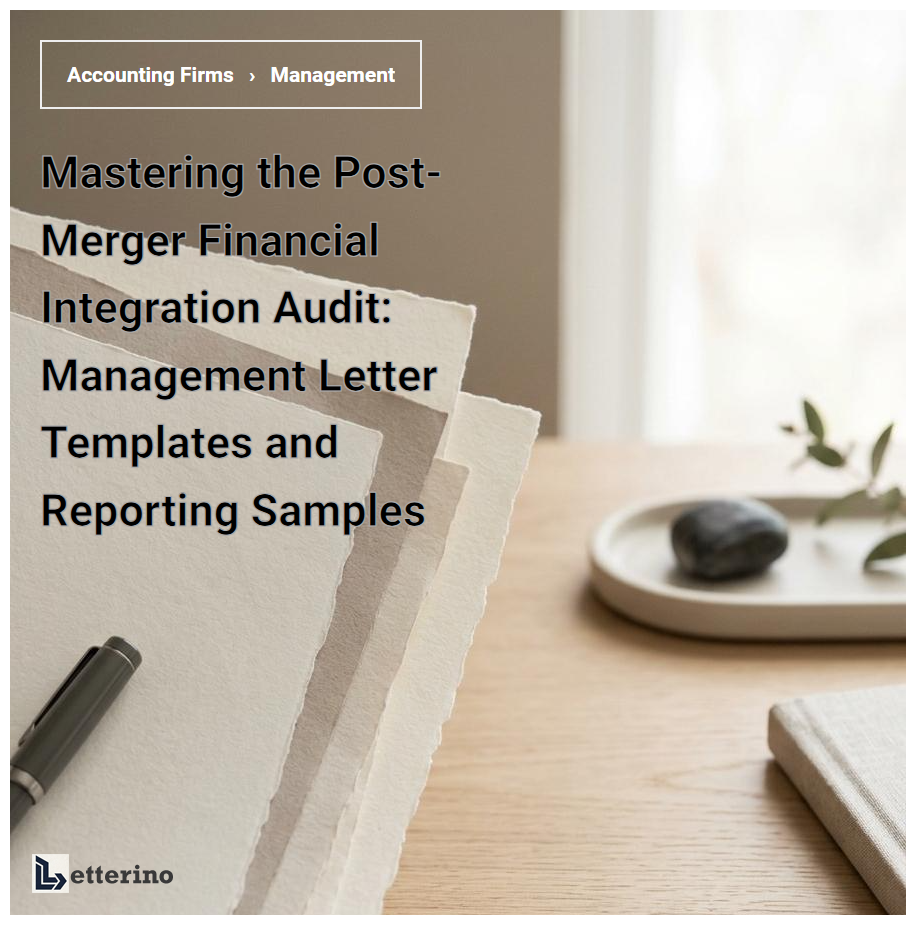 Mastering the Post-Merger Financial Integration Audit: Management Letter Templates and Reporting Samples