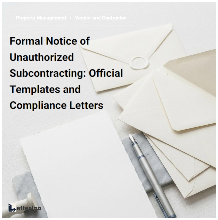 Formal Notice of Unauthorized Subcontracting: Official Templates and Compliance Letters