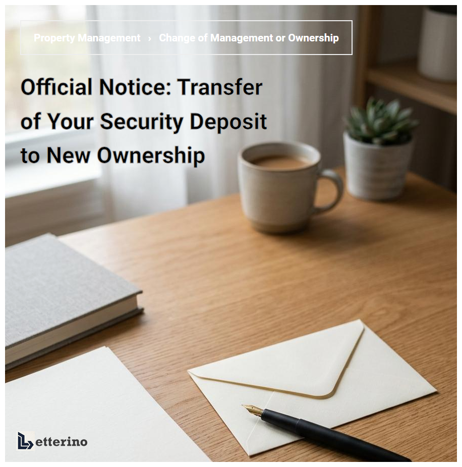 Official Notice: Transfer of Your Security Deposit to New Ownership