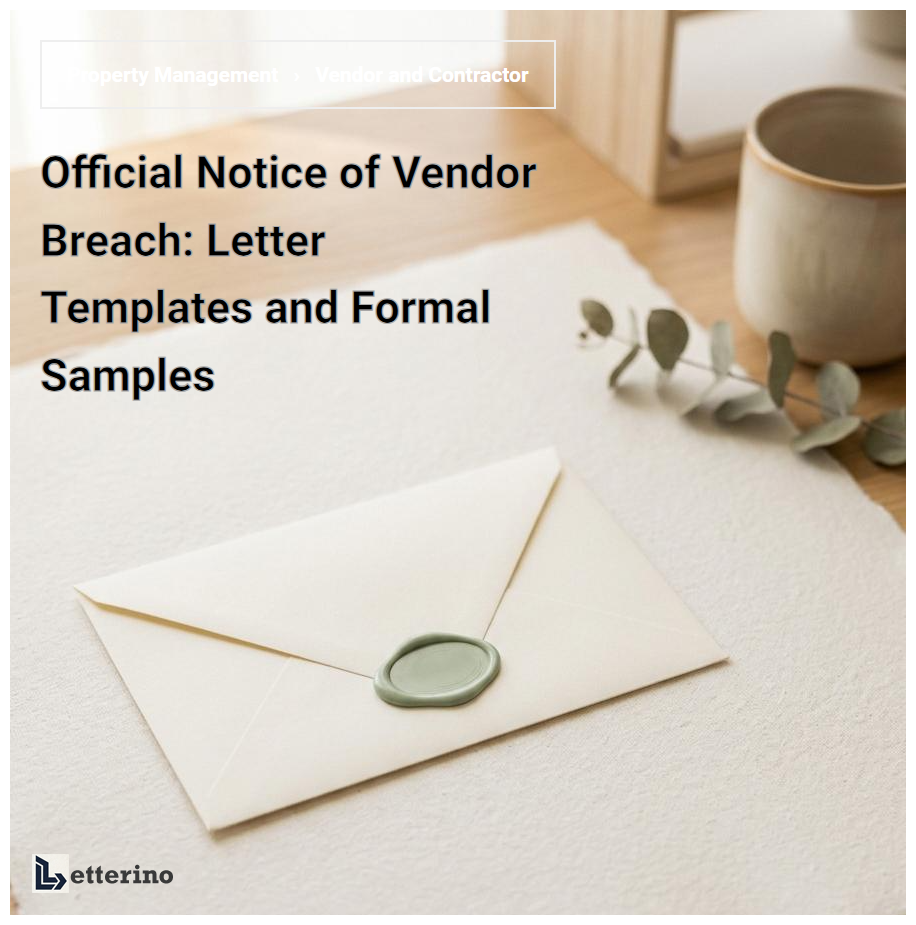 Official Notice of Vendor Breach: Letter Templates and Formal Samples