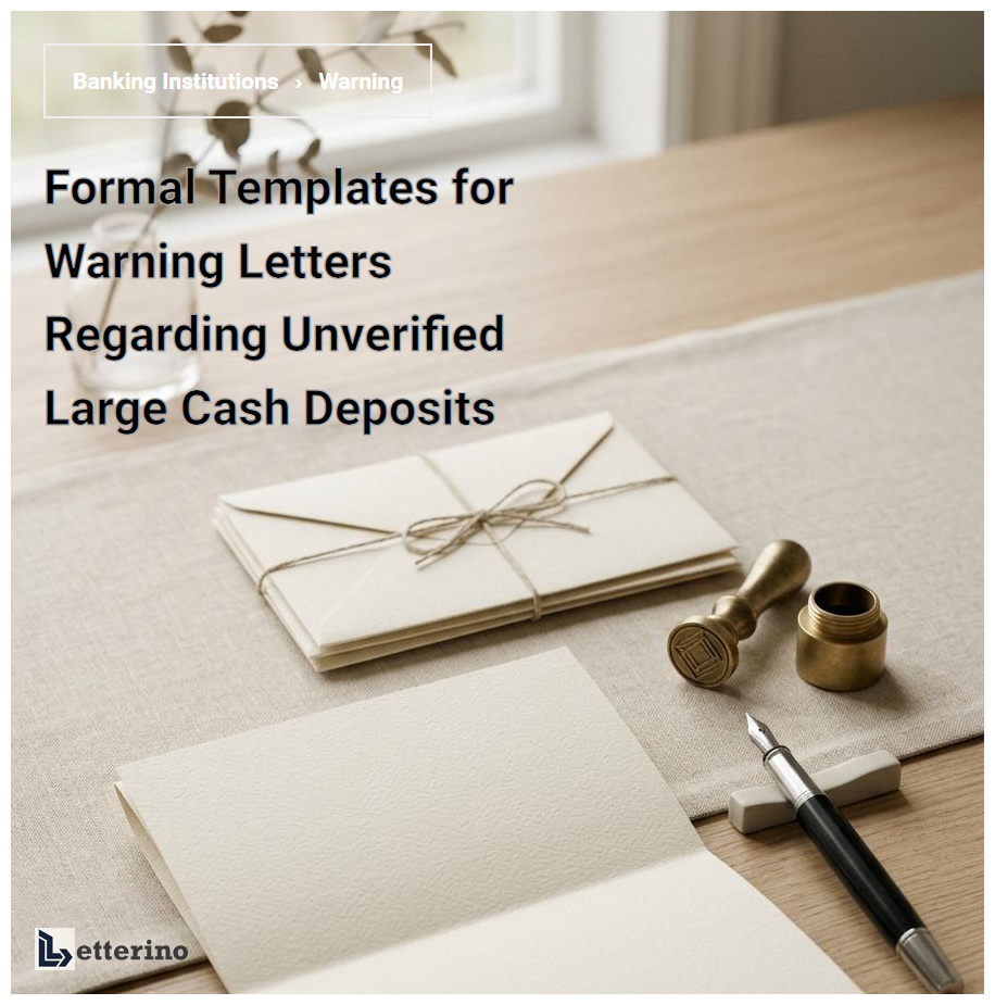Formal Templates for Warning Letters Regarding Unverified Large Cash Deposits