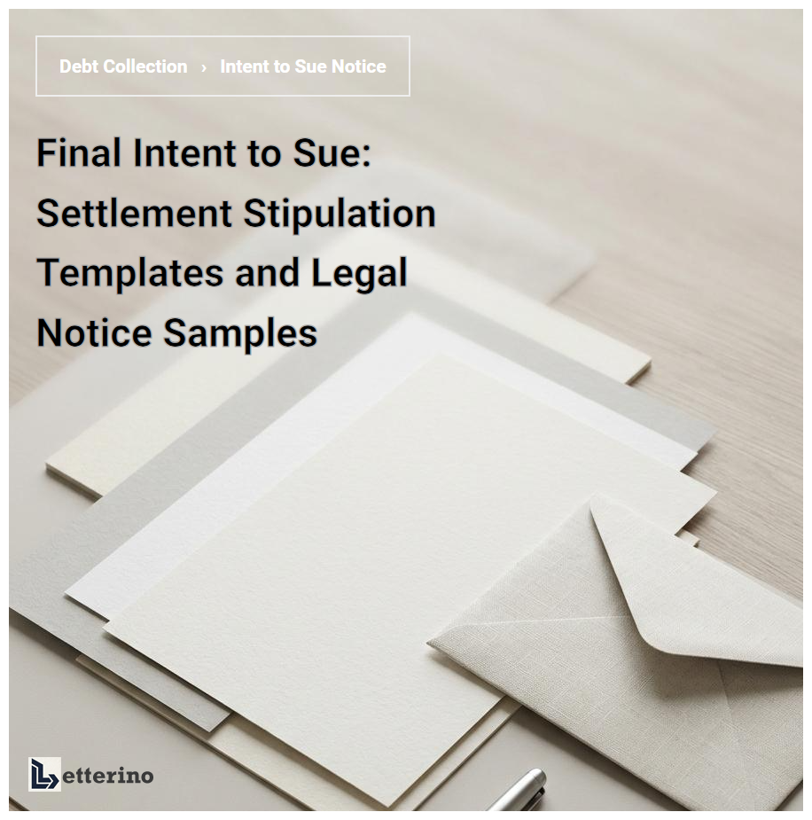 Final Intent to Sue: Settlement Stipulation Templates and Legal Notice Samples