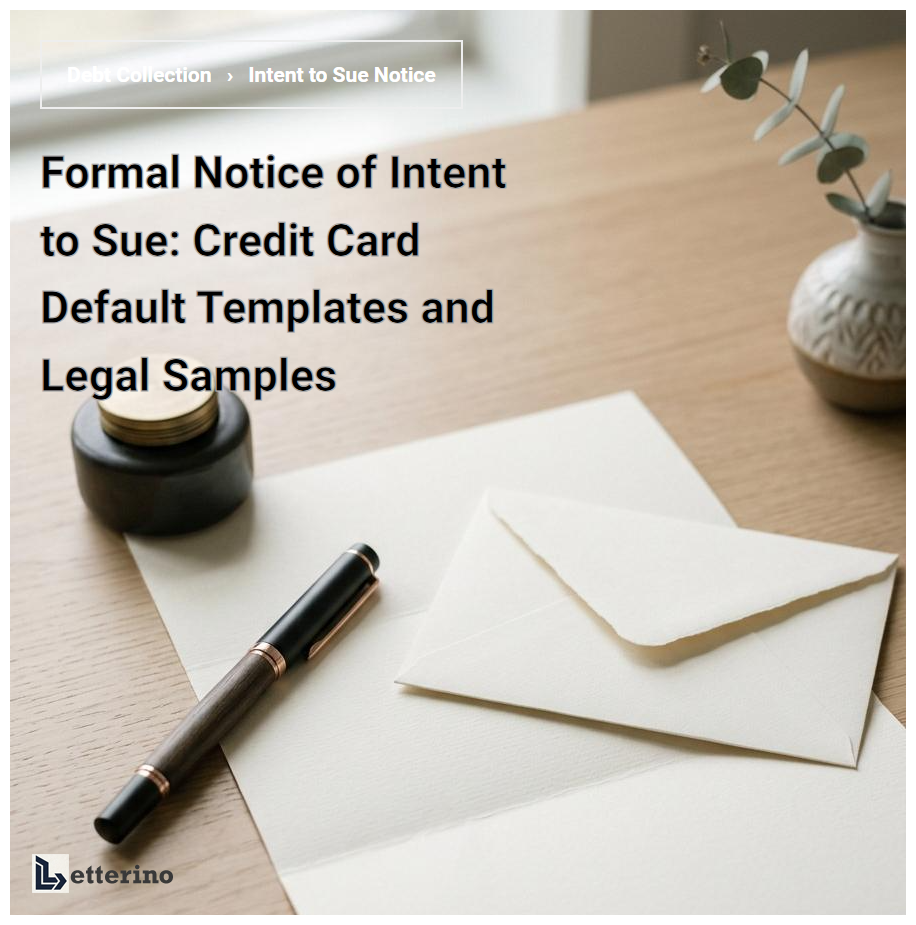 Formal Notice of Intent to Sue: Credit Card Default Templates and Legal Samples