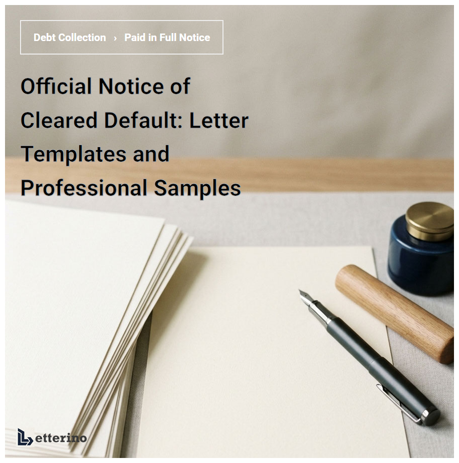 Official Notice of Cleared Default: Letter Templates and Professional Samples