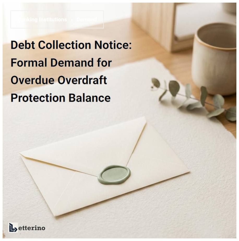 Debt Collection Notice: Formal Demand for Overdue Overdraft Protection Balance