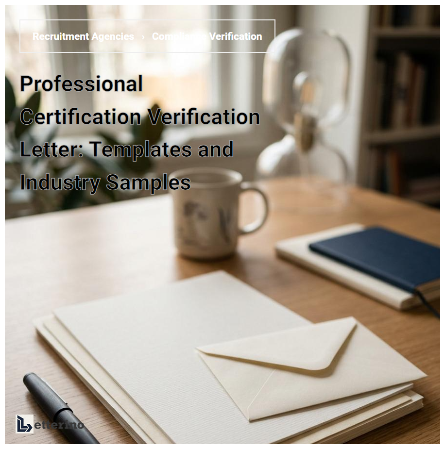 Professional Certification Verification Letter: Templates and Industry Samples