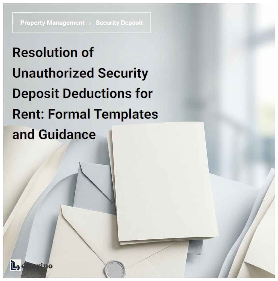 Resolution of Unauthorized Security Deposit Deductions for Rent: Formal Templates and Guidance
