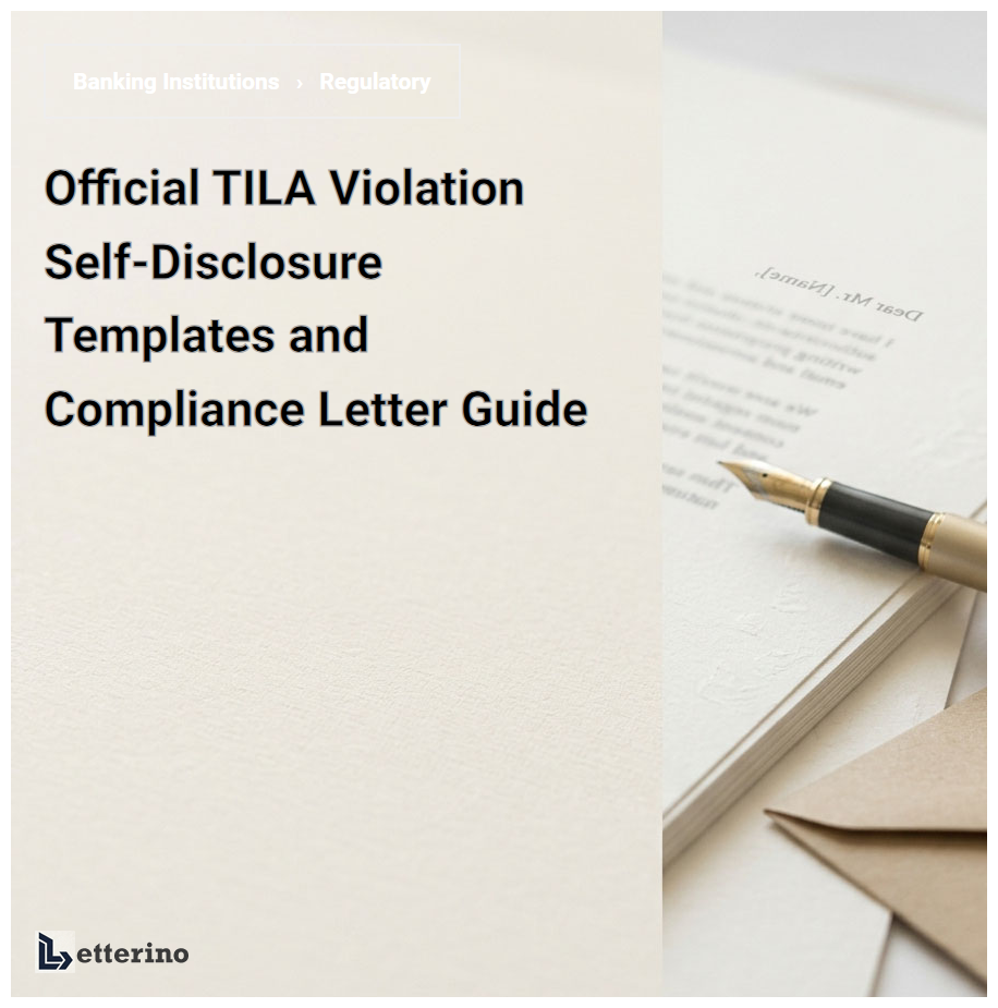 Official TILA Violation Self-Disclosure Templates and Compliance Letter Guide