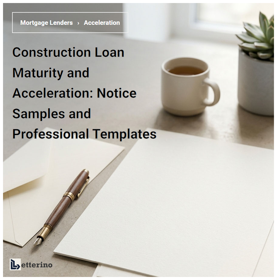 Construction Loan Maturity and Acceleration: Notice Samples and Professional Templates