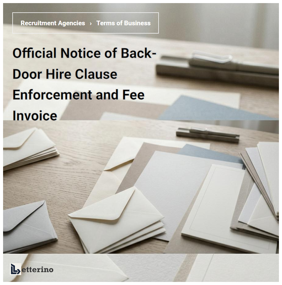 Official Notice of Back-Door Hire Clause Enforcement and Fee Invoice