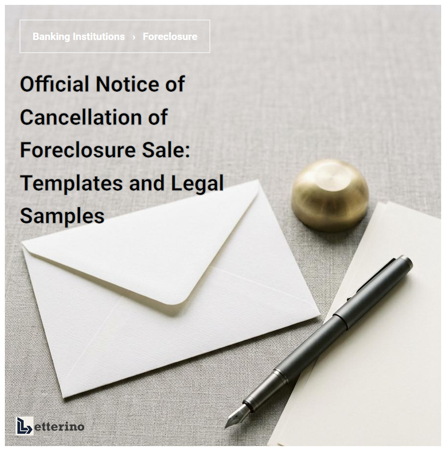 Official Notice of Cancellation of Foreclosure Sale: Templates and Legal Samples