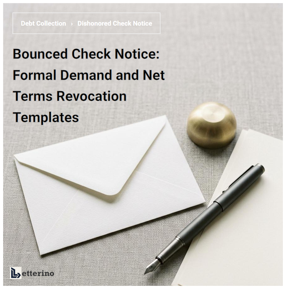 Bounced Check Notice: Formal Demand and Net Terms Revocation Templates