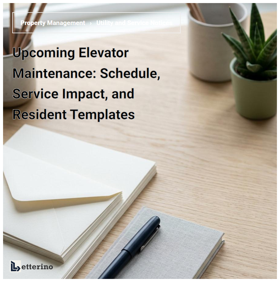 Upcoming Elevator Maintenance: Schedule, Service Impact, and Resident Templates