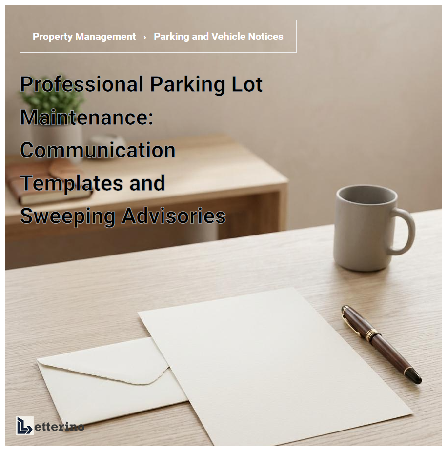 Professional Parking Lot Maintenance: Communication Templates and Sweeping Advisories