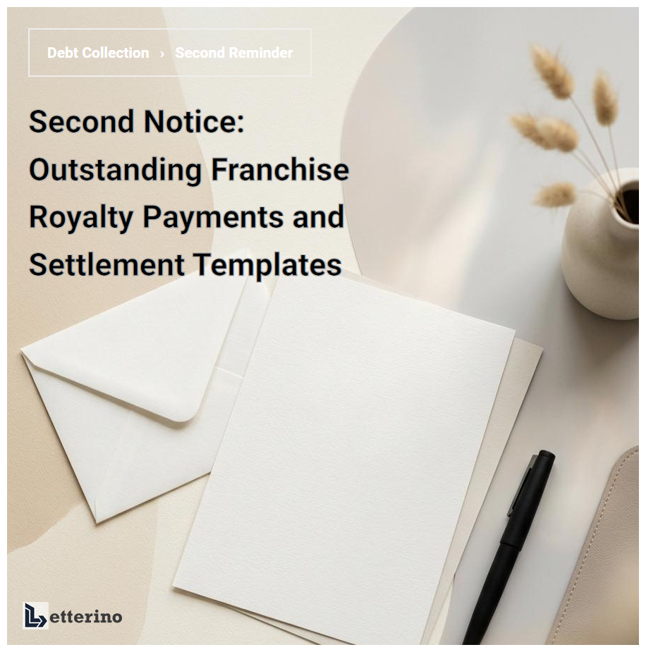 Second Notice: Outstanding Franchise Royalty Payments and Settlement Templates