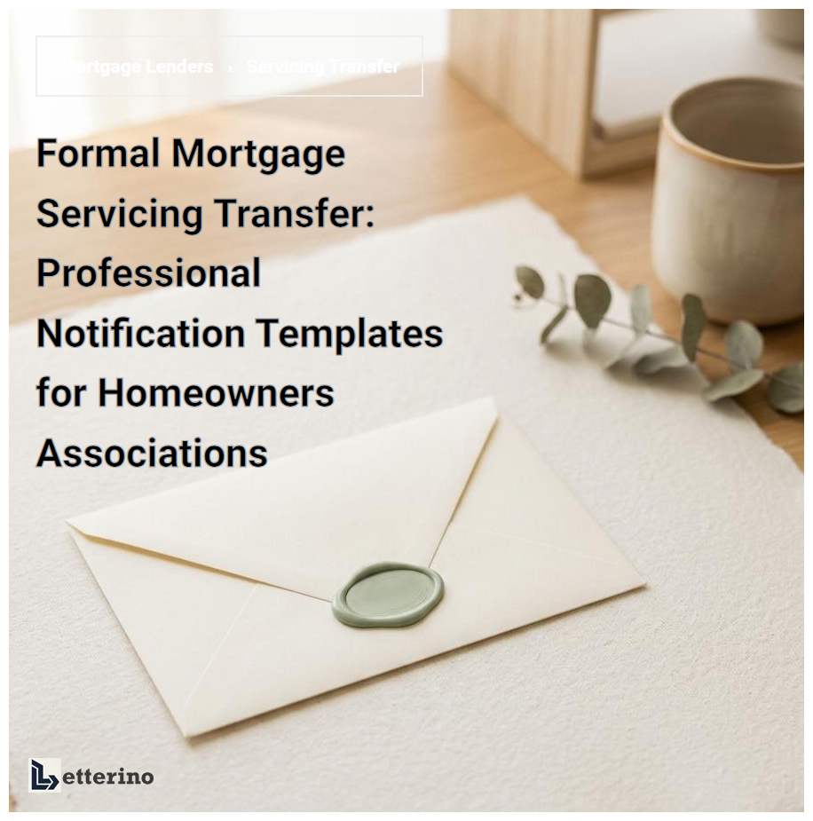Formal Mortgage Servicing Transfer: Professional Notification Templates for Homeowners Associations
