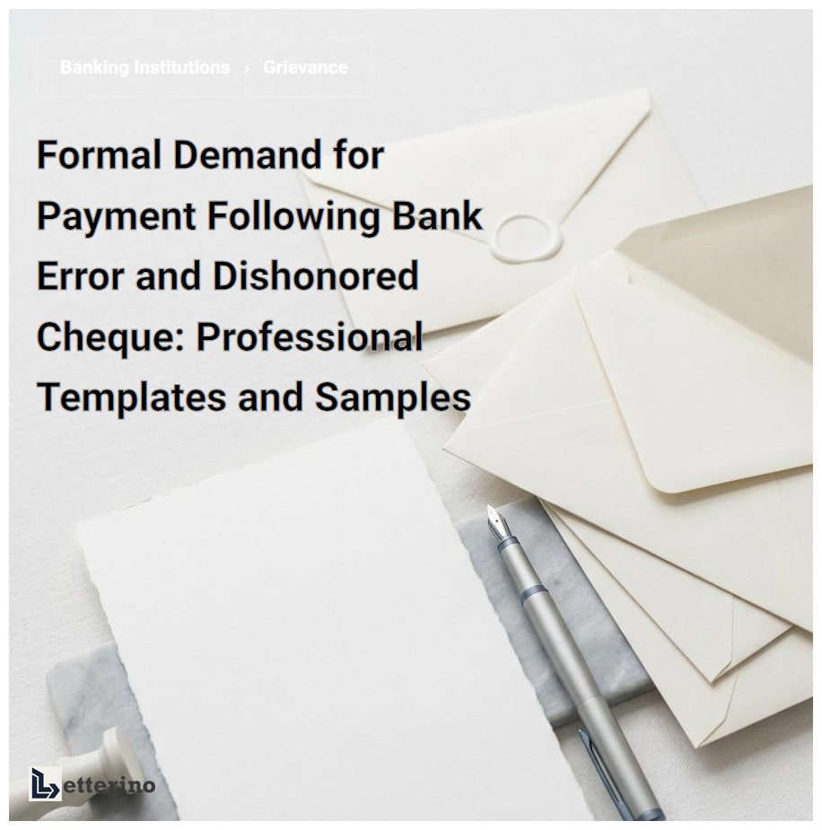 Formal Demand for Payment Following Bank Error and Dishonored Cheque: Professional Templates and Samples