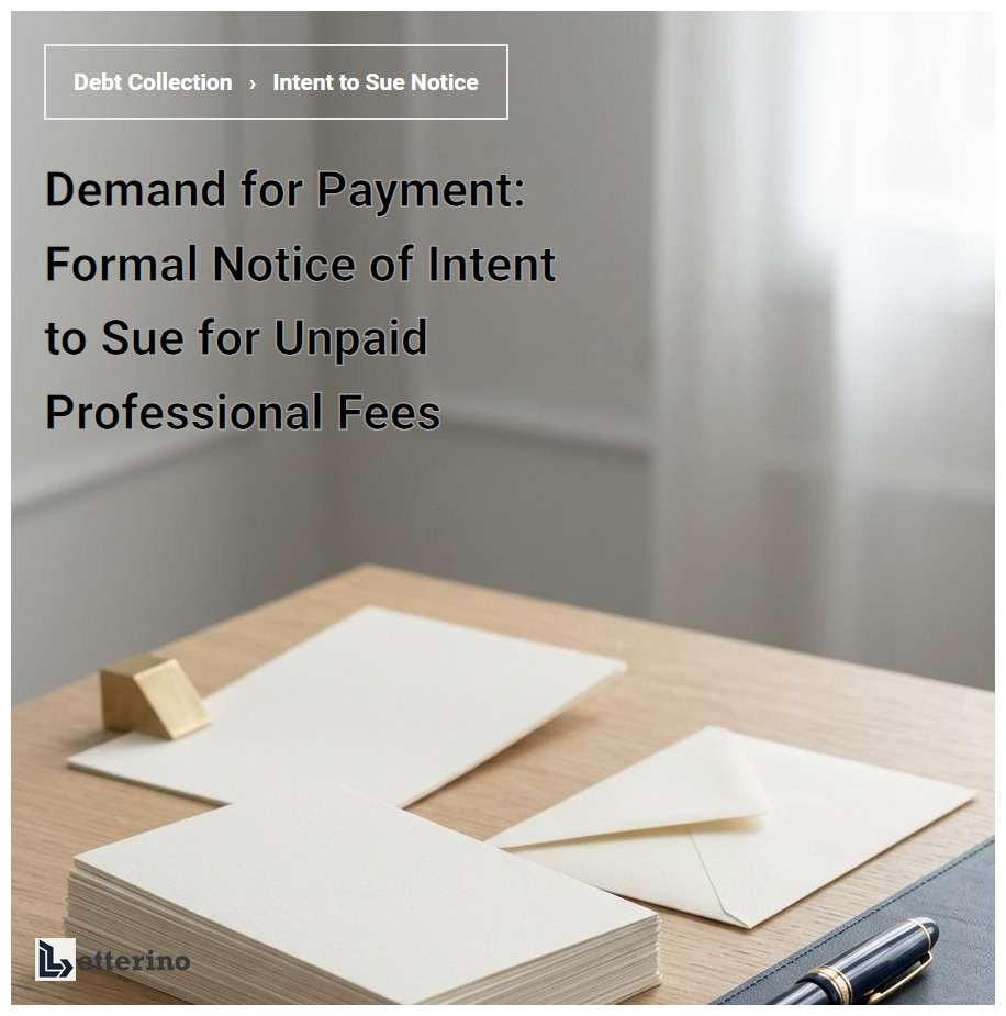 Demand for Payment: Formal Notice of Intent to Sue for Unpaid Professional Fees