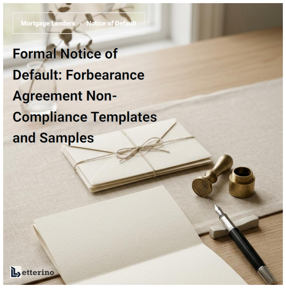 Formal Notice of Default: Forbearance Agreement Non-Compliance Templates and Samples