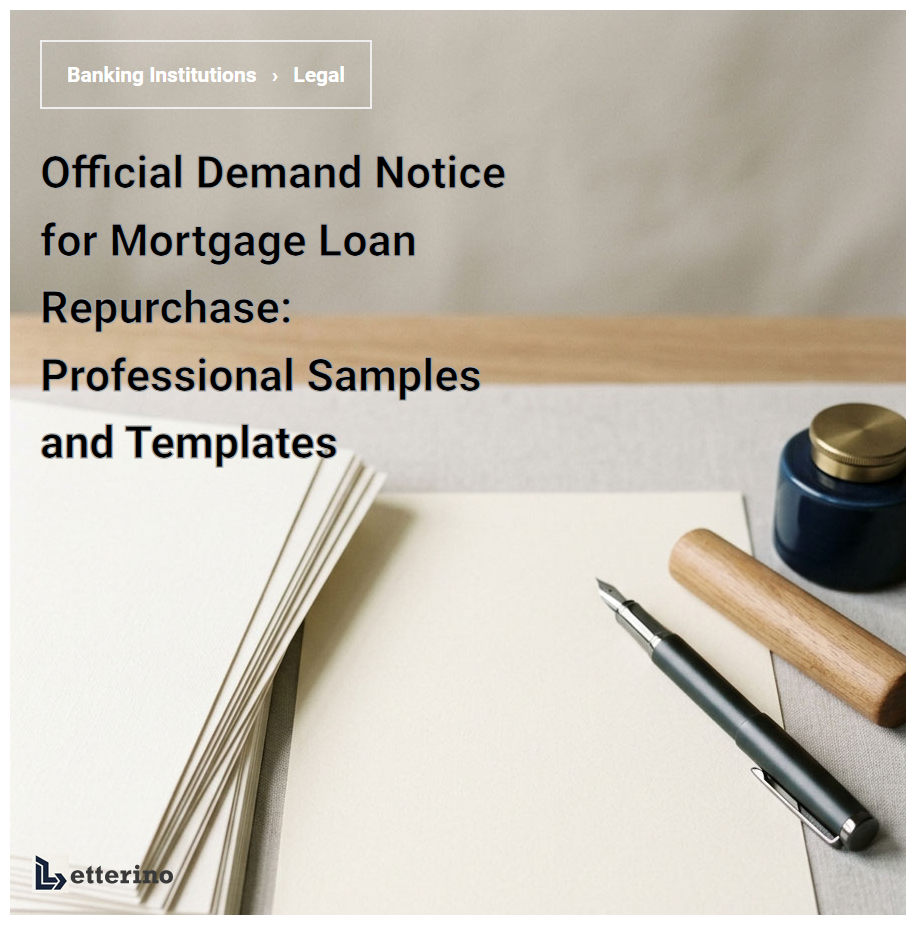 Official Demand Notice for Mortgage Loan Repurchase: Professional Samples and Templates