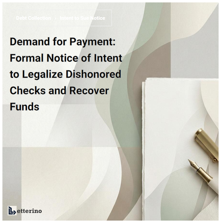 Demand for Payment: Formal Notice of Intent to Legalize Dishonored Checks and Recover Funds