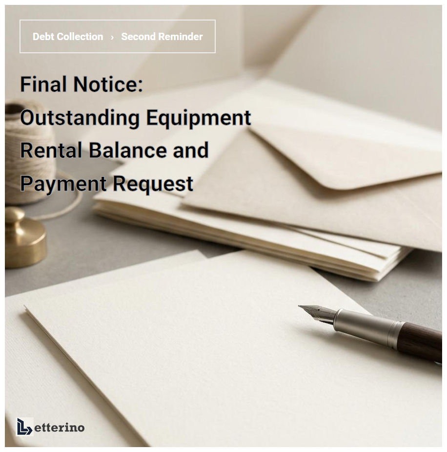 Final Notice: Outstanding Equipment Rental Balance and Payment Request