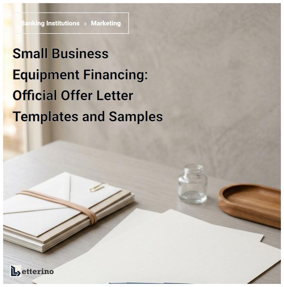 Small Business Equipment Financing: Official Offer Letter Templates and Samples