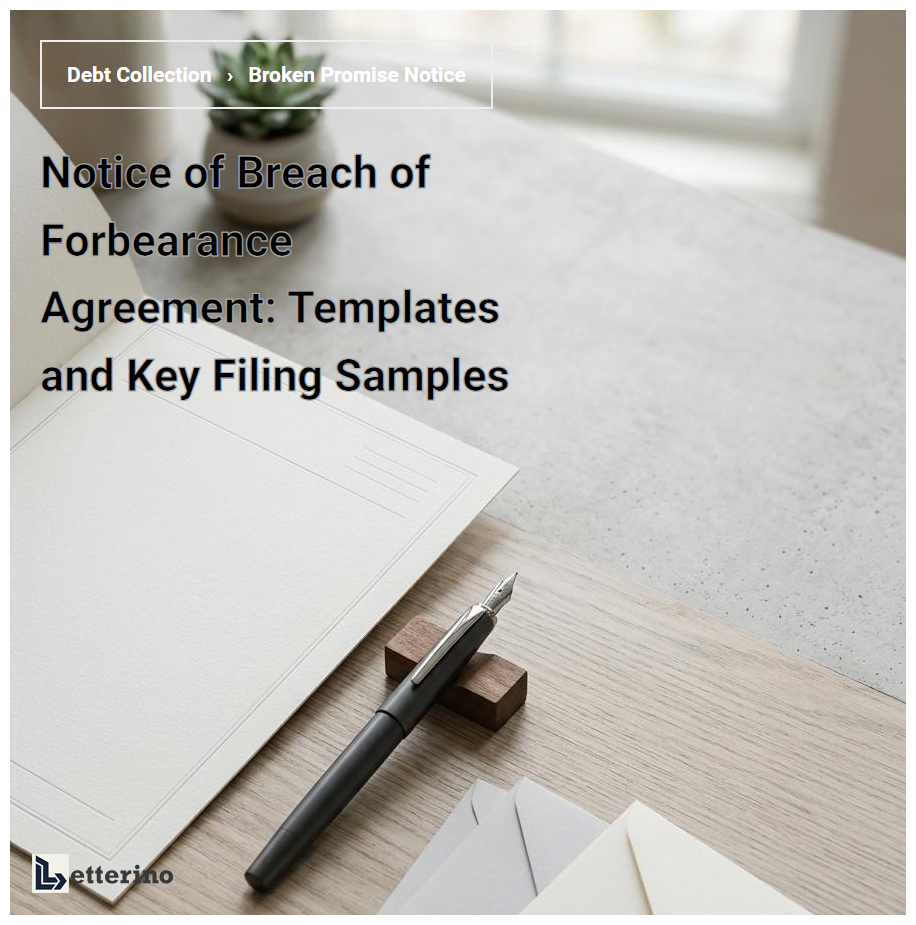 Notice of Breach of Forbearance Agreement: Templates and Key Filing Samples