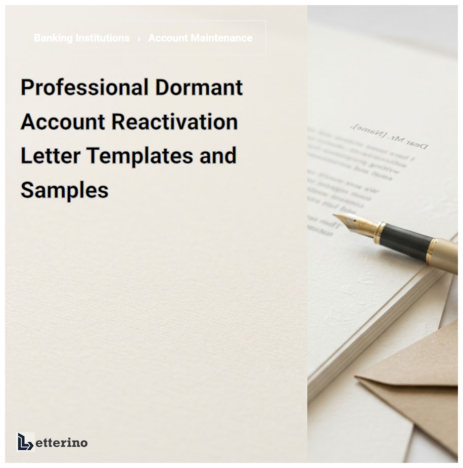 Professional Dormant Account Reactivation Letter Templates and Samples