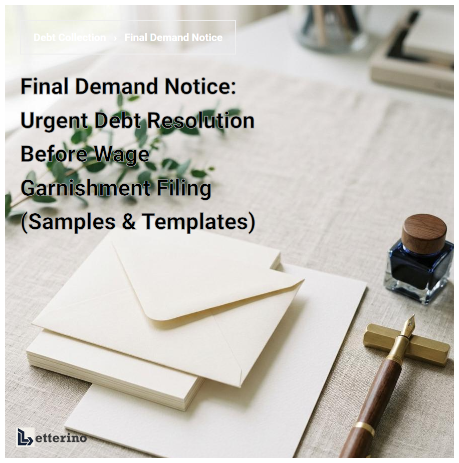 Final Demand Notice: Urgent Debt Resolution Before Wage Garnishment Filing (Samples & Templates)