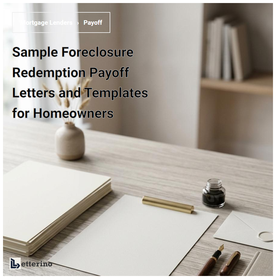 Sample Foreclosure Redemption Payoff Letters and Templates for Homeowners