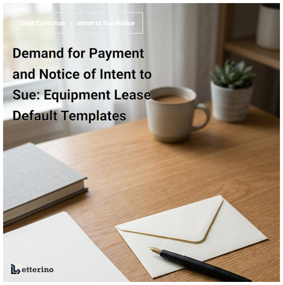 Demand for Payment and Notice of Intent to Sue: Equipment Lease Default Templates