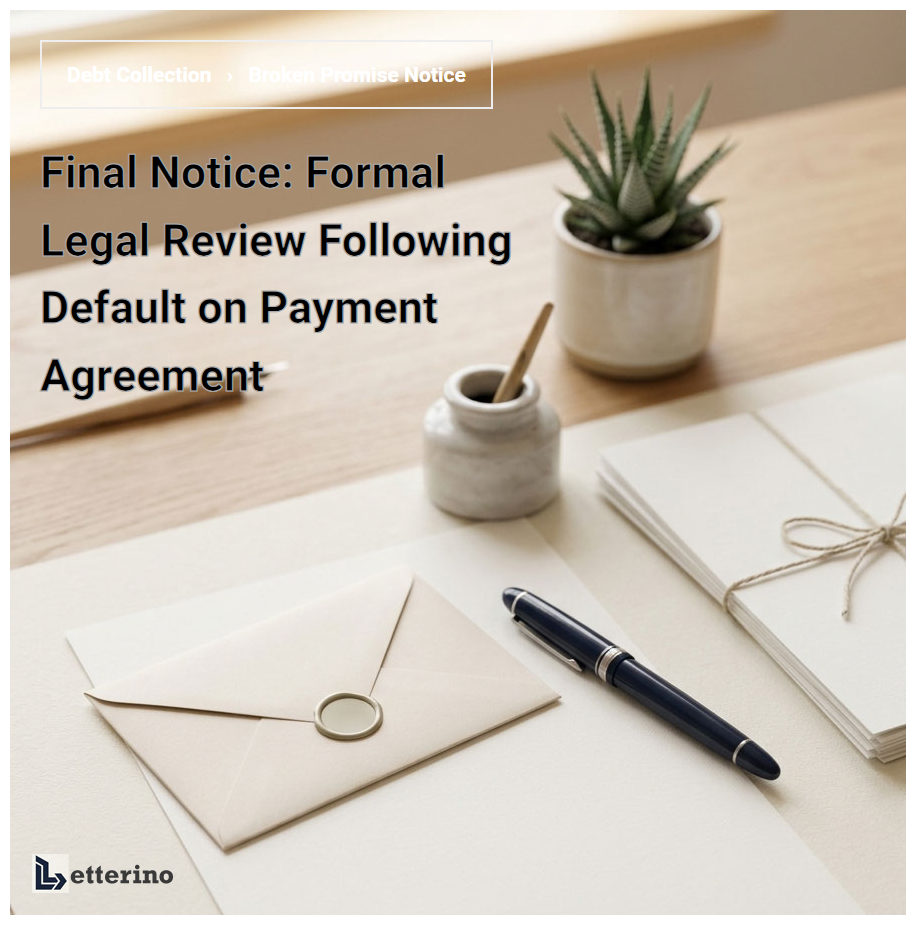 Final Notice: Formal Legal Review Following Default on Payment Agreement