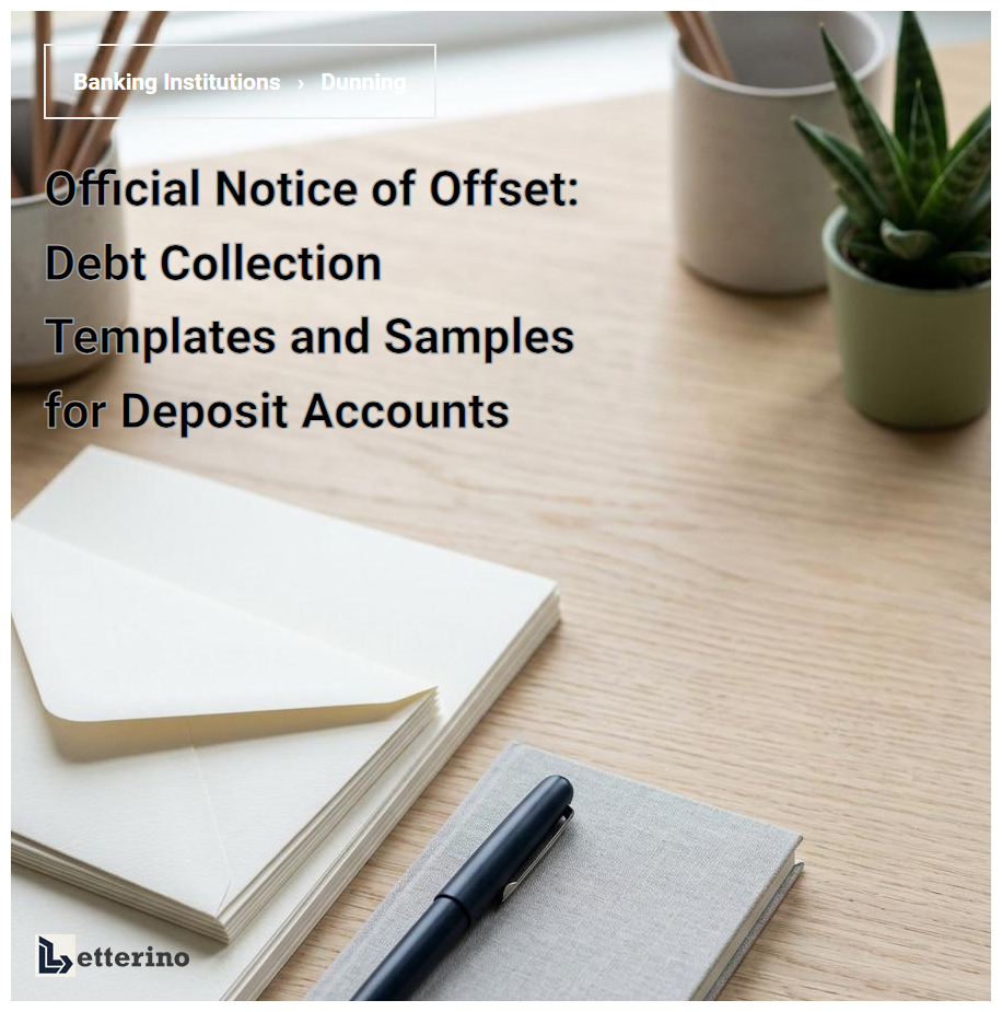Official Notice of Offset: Debt Collection Templates and Samples for Deposit Accounts