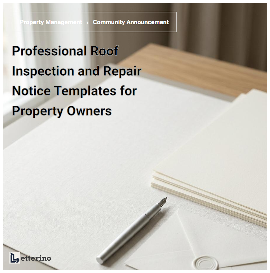 Professional Roof Inspection and Repair Notice Templates for Property Owners