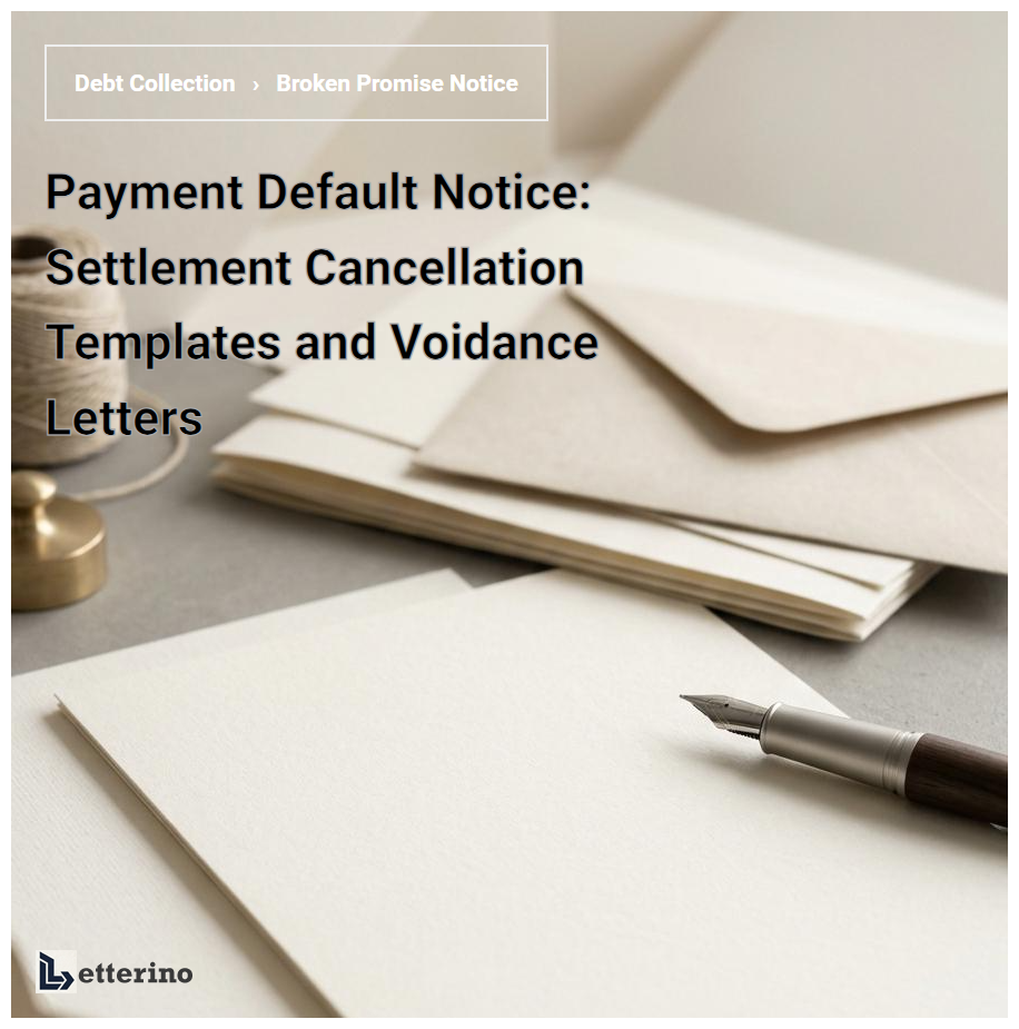 Payment Default Notice: Settlement Cancellation Templates and Voidance Letters