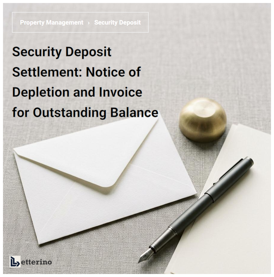 Security Deposit Settlement: Notice of Depletion and Invoice for Outstanding Balance