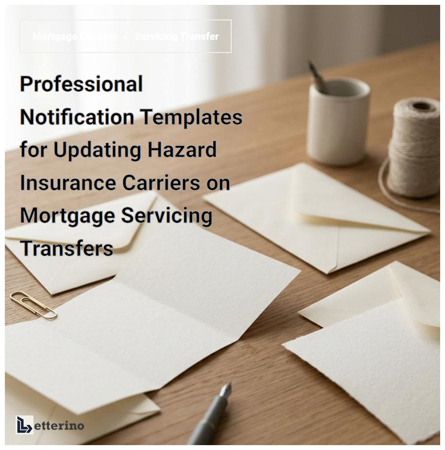 Professional Notification Templates for Updating Hazard Insurance Carriers on Mortgage Servicing Transfers