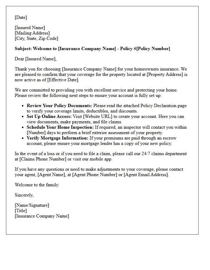 New Homeowners Policy Welcome Letter and Next Steps