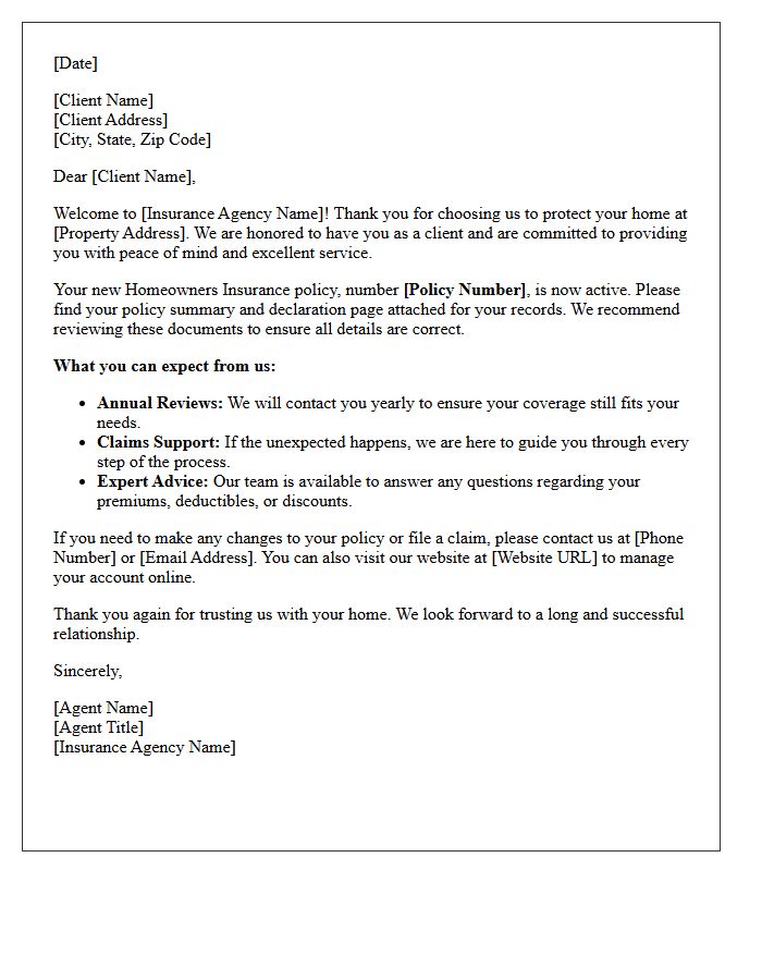 Personalized Welcome Letter for Homeowners Insurance Clients