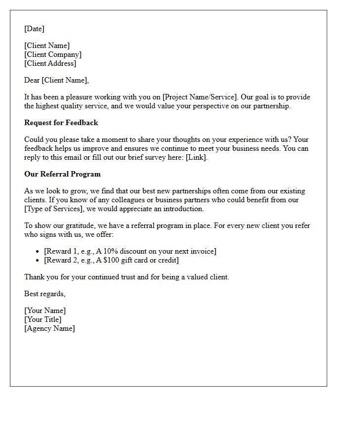 Agency Referral Program and Feedback Request Letter