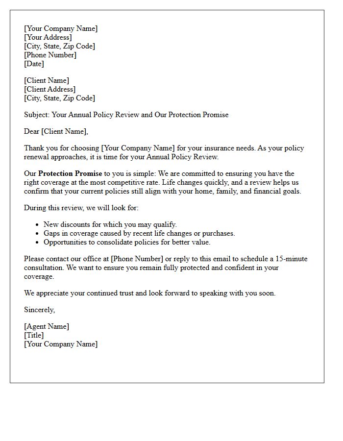 Annual Policy Review and Protection Promise Letter