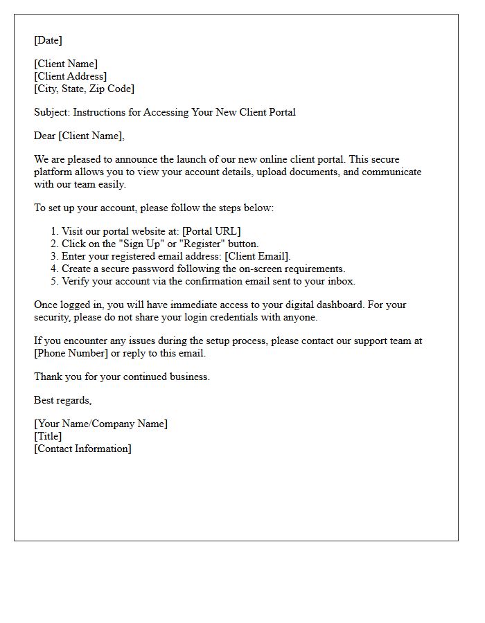 Client Portal and Online Account Setup Letter