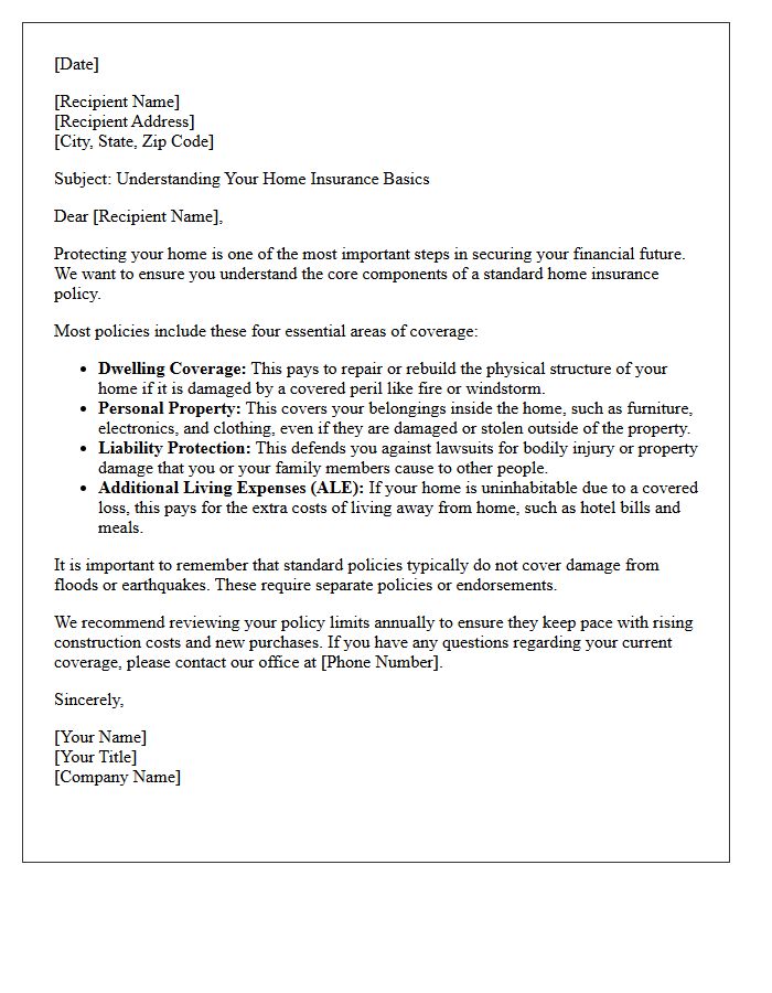 Essential Home Insurance Basics Educational Letter