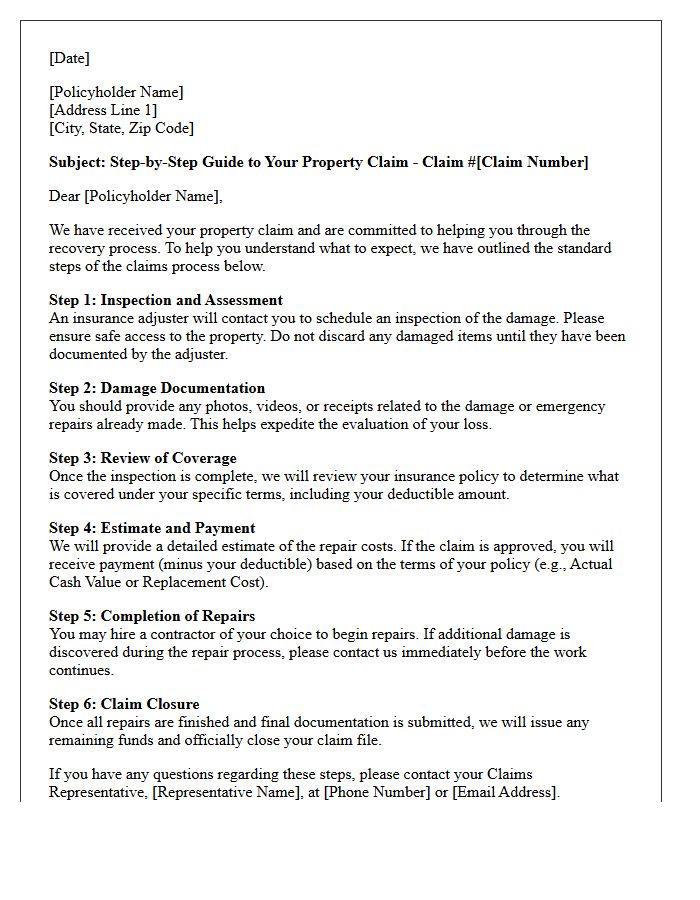 Step-by-Step Property Claims Process Guide Letter